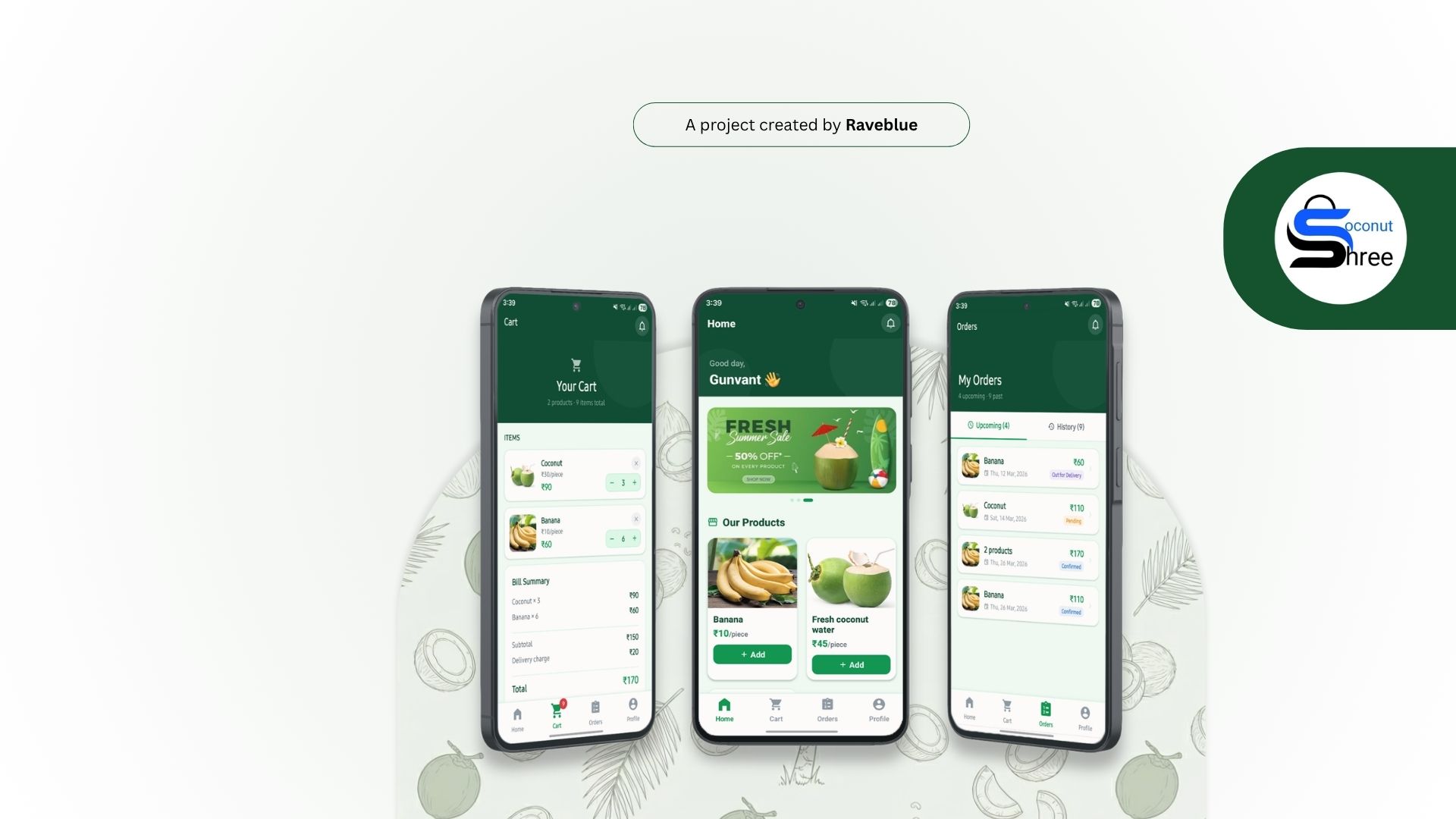 Shree Coconut App Hero Mockup